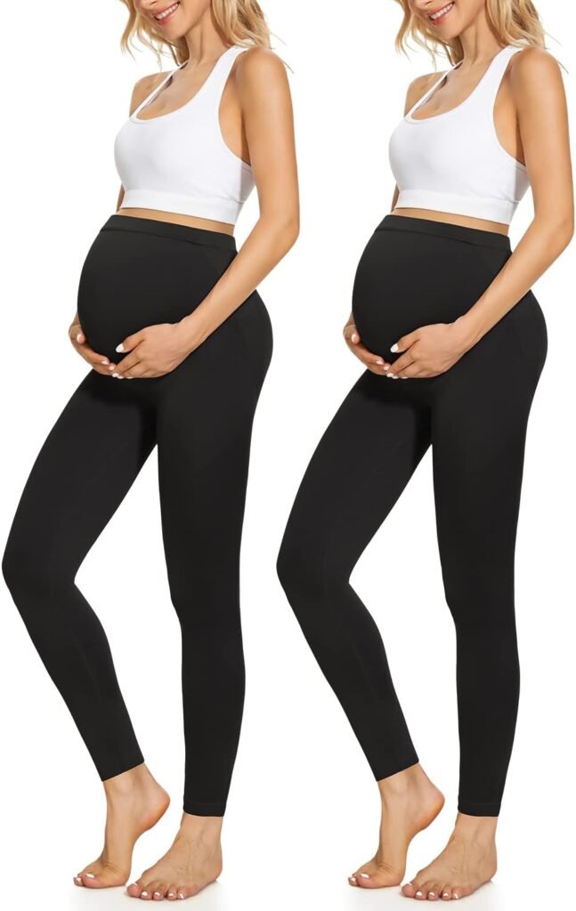 Maternity Leggings Over The Belly Butt Lift - Buttery Soft Non-See-Through Workout Pregnancy Leggings