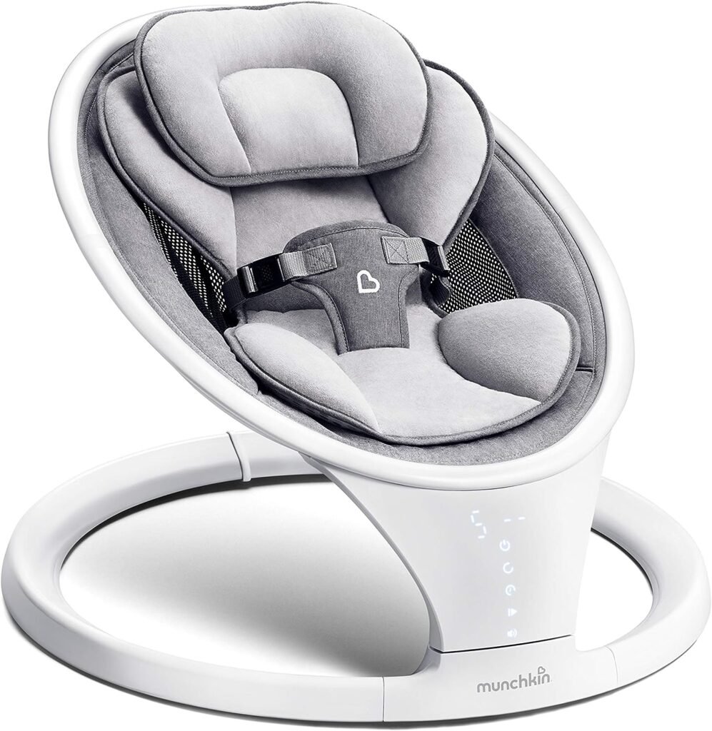 Munchkin® Bluetooth Enabled Lightweight Baby Swing with Natural Sway in 5 Ranges of Motion, Includes Remote Control