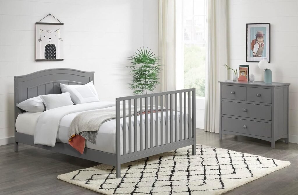 Oxford Baby North Bay 4-in-1 Convertible Crib, Dove Gray, GreenGuard Gold Certified