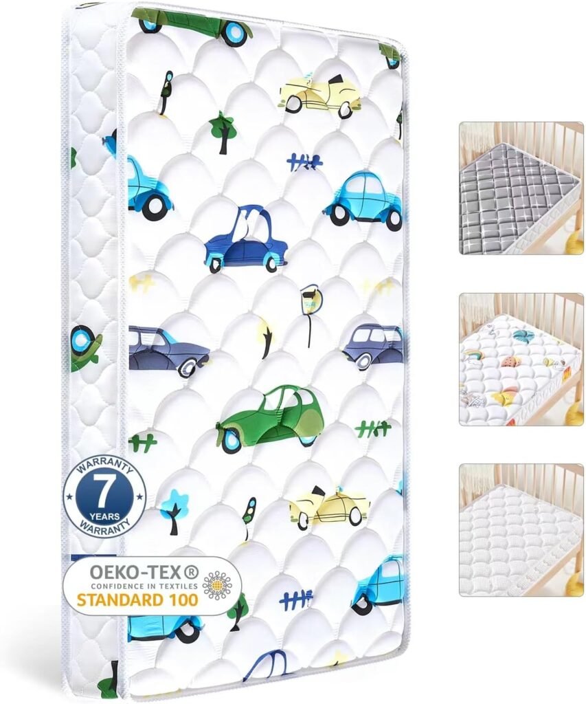 Premium Foam Baby Crib Mattress  Toddler Mattress–Breathable- 52 x 27.6 x 5, Non-Toxic-Fafety-7 Year Warranty, Medium Firm Toddler Mattress Fits Standard Full-Size Crib and Toddler Beds