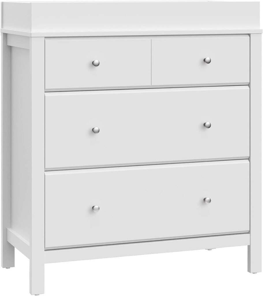 Stork Craft Carmel Chest with Changing, 3 Drawer with Topper, White