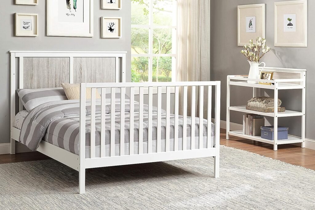 Suite Bebe Connelly 4 in 1 Convertible Crib in White with Rockport Gray Wood