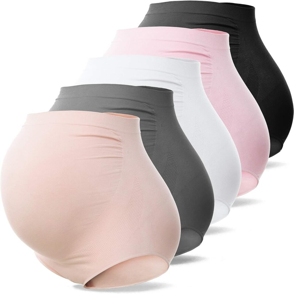 SUNNYBUY Womens Maternity High Waist Underwear Pregnancy Seamless Soft Hipster Panties Over Bump