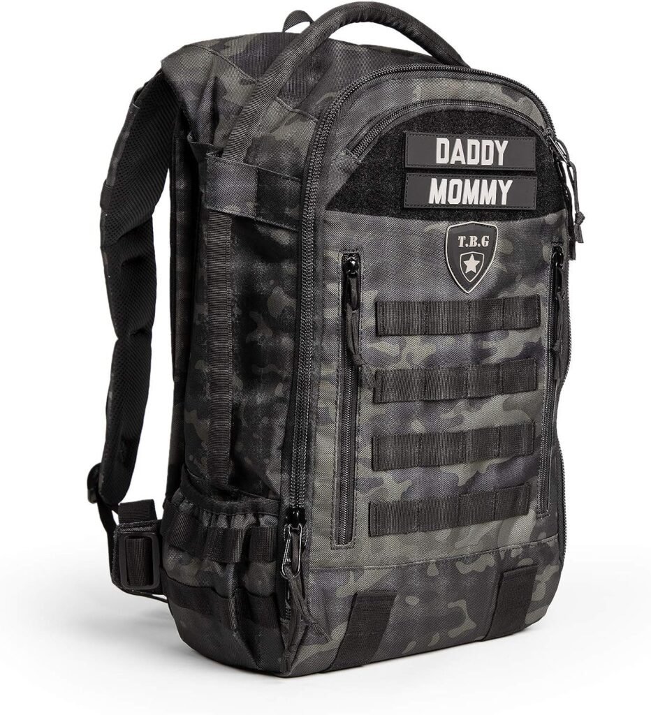 TBG - Mens Tactical Diaper Bag Backpack w/Built-in Changing Mat, Stroller Strap