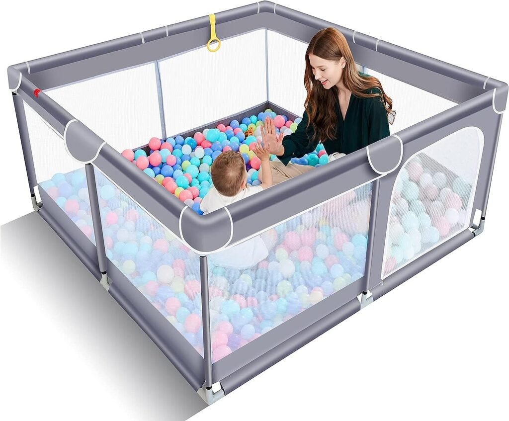 TODALE Baby Playpen for Toddler, Large Baby Playard, Indoor  Outdoor Kids Activity Center with Anti-Slip Base, Sturdy Safety Play Yard with Soft Breathable Mesh, Playpen for Babies(Gray,50”×50”)
