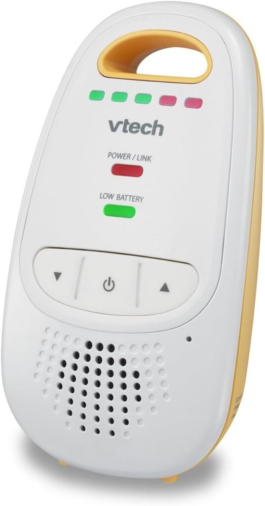 VTech DM111 Upgraded Audio Baby Monitor. 1 Parent Unit with Rechargeable Battery, Best-in-Class Long Range, Digital Wireless Transmission, Crystal-Clear Sound, Plug  Play, Sound Indicator  Alerts