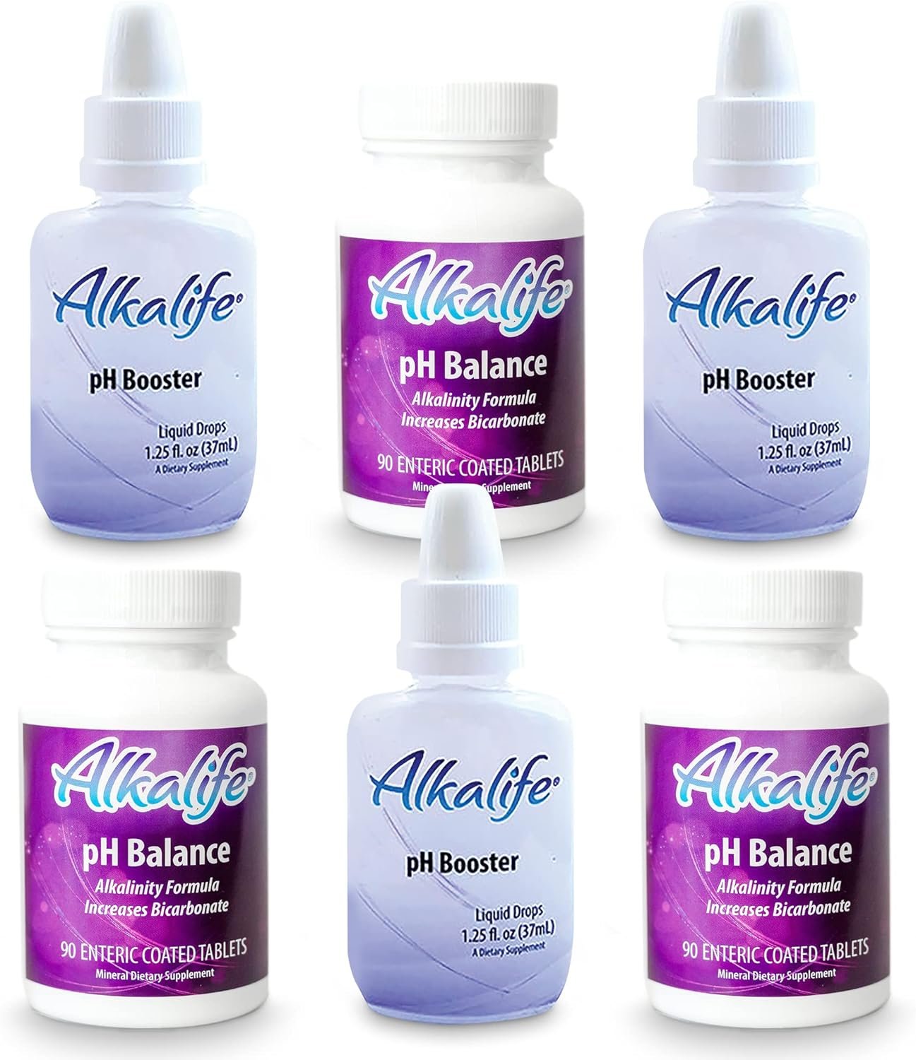 Alkalife pH Booster Drops  Balance Tablets – Set of 3 pH Booster Drops and 3 Bottles of pH Balance Tablets to Neutralize Acid  Balance pH for Immune Support, Detox,  Overall Wellness - 6pack
