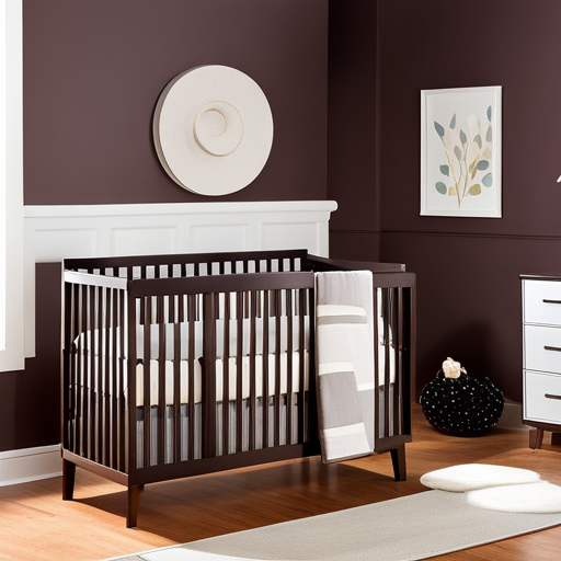 An image of a cozy nursery with a stylish, budget-friendly baby crib as the focal point