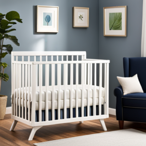 An image showcasing a cozy nursery with a variety of affordable baby cribs, all priced under $100