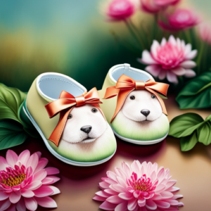 An image of a pair of vibrant, soft-soled baby shoes in size 12-18 months, adorned with adorable animal patterns and tiny bows