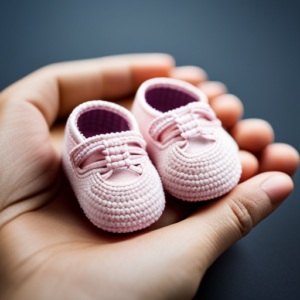 An image featuring a pair of tiny, soft-soled baby shoes in size 4
