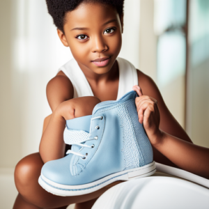 An image showcasing a pair of adorable Baby Shoes Carters, capturing the delicate softness of the pastel blue fabric, the intricate stitching, and the tiny white lace-up design, evoking pure joy and cuteness