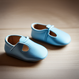 An image showcasing a pair of baby shoes with a flexible sole