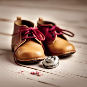 An image capturing the tender moment of baby shoes taking their first steps