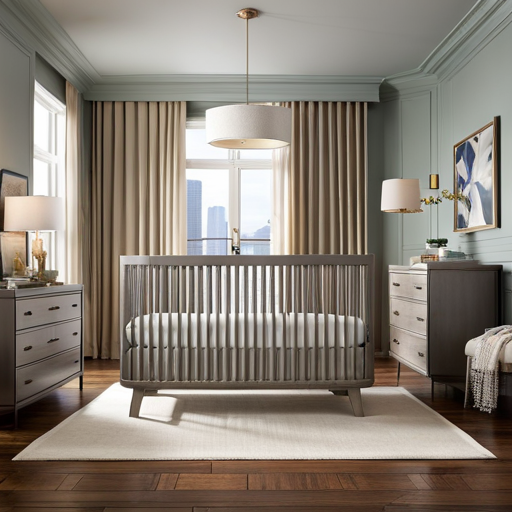 An image capturing the elegance and versatility of a top-rated 4 in 1 crib, showcasing its adjustable height feature, convertible design, and sleek modern aesthetic