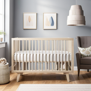 An image capturing a cozy nursery corner, showcasing the best affordable crib