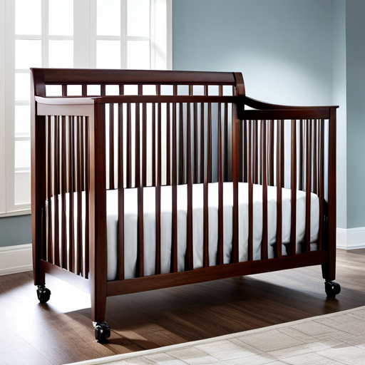 An image showcasing a budget crib with a sturdy and adjustable mattress support system