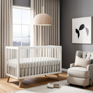 Best Budget Crib 6 An image showcasing a cozy, minimalist nursery with a sleek, affordable crib as the focal point