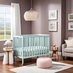 Best Mini Crib 9 An image showcasing a cozy and compact nursery corner with a top-rated mini crib as the centerpiece