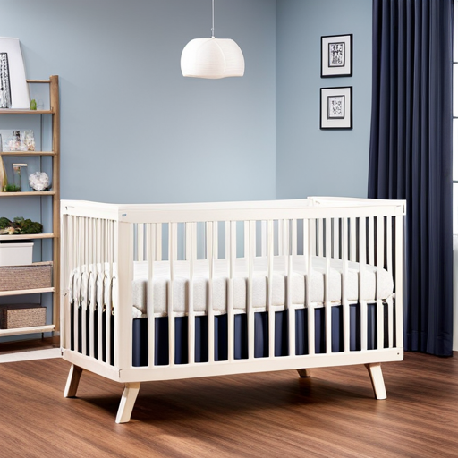 An image showcasing a cozy nursery with a minimalist, sturdy crib under $100