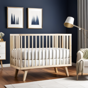 An enticing image showcasing a wide range of cribs on sale, with elegantly crafted wooden frames, delicate carvings, and soft, vibrant bedding