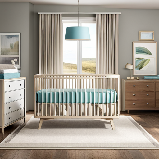 An image showcasing a cozy nursery with a stylish, affordable crib as the focal point