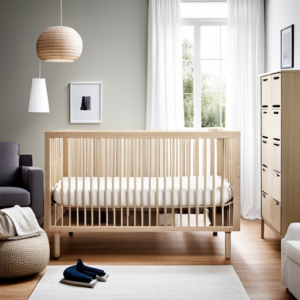 An image showcasing the minimalist charm of the Ikea Sniglar crib: a sturdy, white wooden frame with clean lines, adorned with a soft, neutral-toned bedding set, surrounded by a serene nursery filled with natural light