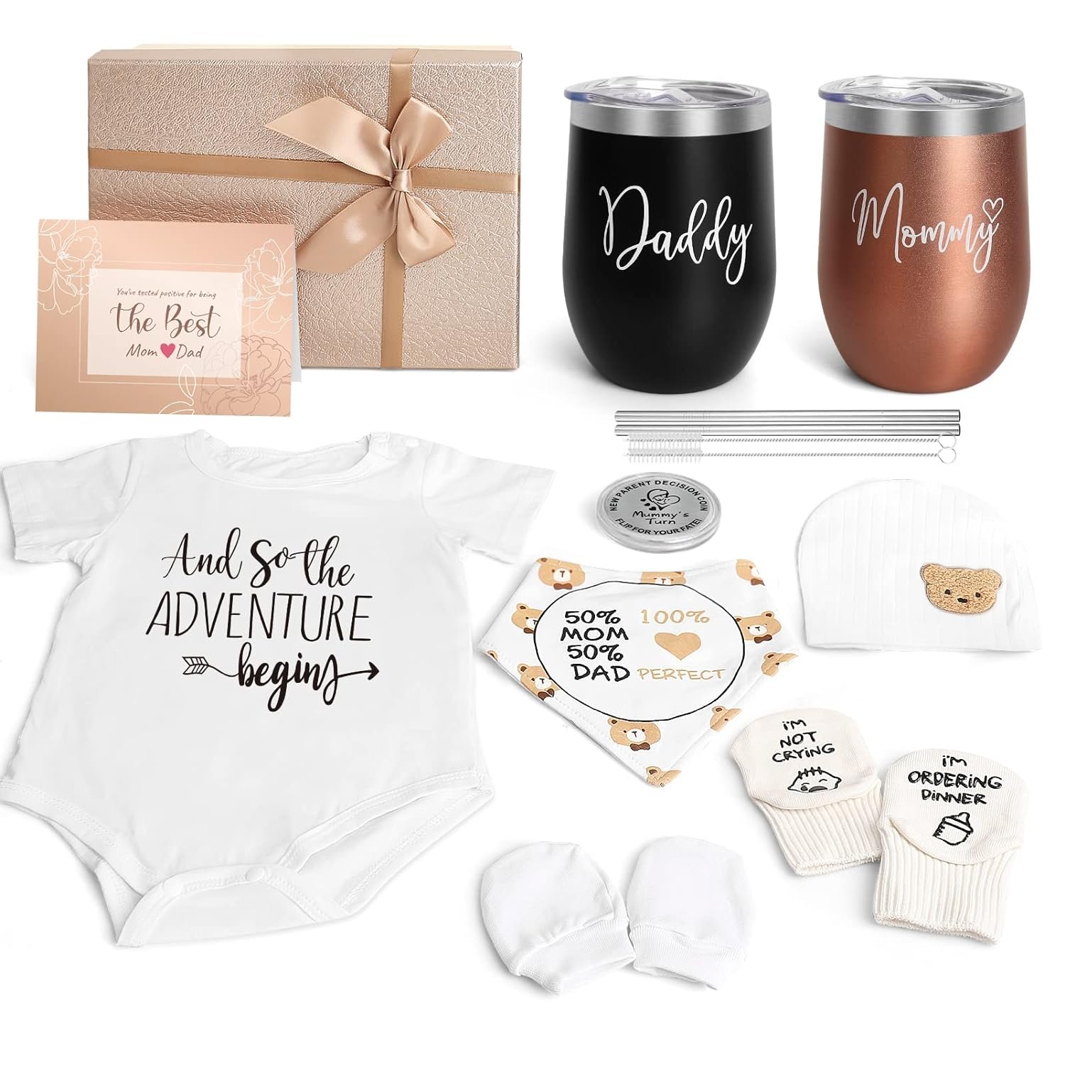 New Mom Gifts for Women, Top Pregnancy Gifts for New Parents Gender Reveal Gifts with Mom and Dad Tumbler Set for First Time Moms, Expecting Parents to Be, Gender Reveal, Baby Shower…
