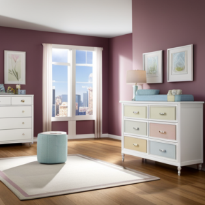 An image showcasing a charming nursery chest of drawers