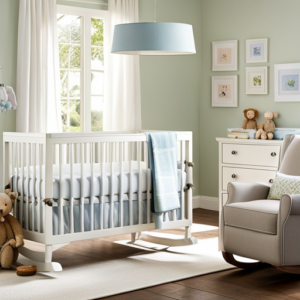 An image showcasing a serene nursery with a Pottery Barn baby crib as the focal point