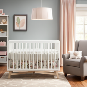 An image showcasing a cozy nursery adorned with a Target crib set
