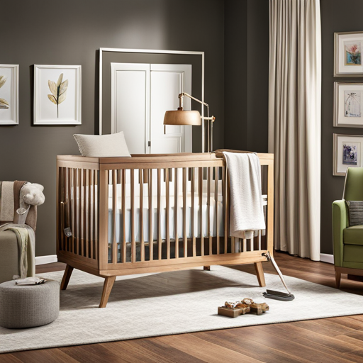 An image showcasing a beautifully adorned Target cuna de bebes, complete with a soft and cushioned mattress, plush blankets, and a gentle mobile overhead, radiating a warm and inviting atmosphere for your little one