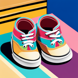 An image featuring a pair of adorable Vans baby shoes, their vibrant colors and playful patterns showcased against a soft, pastel background, evoking a sense of comfort and style for little ones