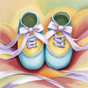 Wavy Baby Shoes 1 An image of whimsical wavy baby shoes against a vibrant background, showcasing their playful elegance