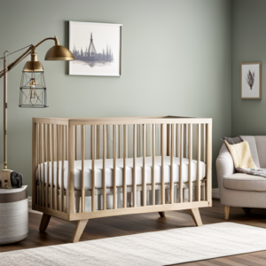 An image showcasing a cozy Wayfair crib in a serene nursery setting