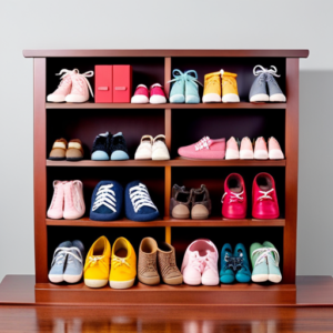 An image showcasing a diverse array of adorable baby shoes displayed on a colorful shelf, each pair delicately crafted with soft pastel hues and tiny intricate details, to inspire readers on where to find the perfect footwear for their little ones