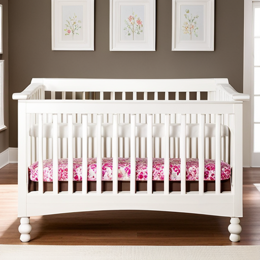 An image showcasing a pristine white Pottery Barn crib, adorned with soft and fluffy white bedding