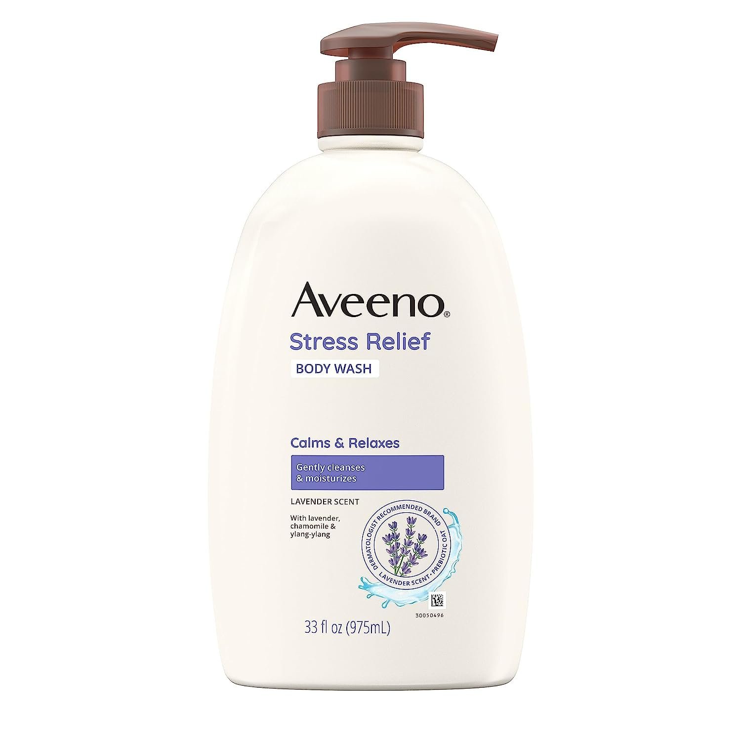 Aveeno Stress Relief Body Wash with Soothing Oat  Lavender Scent for Sensitive Skin, Moisturizing Shower Wash Gently Cleanses  Helps You Feel Calm  Relaxed, Sulfate-Free, 33 fl. oz
