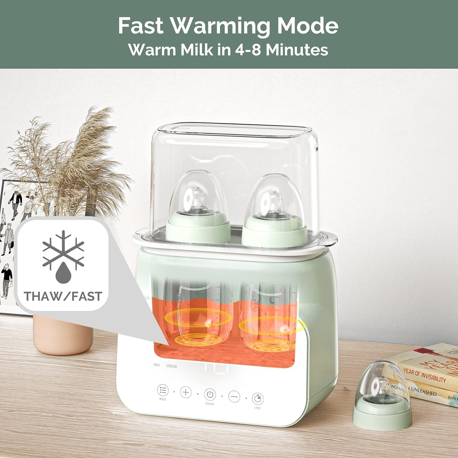 Baby Bottle Warmer, 7 in 1 Fast Bottle Warmer for Breastmilk, Food HeaterThaw with Timer, Formula Milk Warmer with LCD Display, Accurate Temperature Control, Bottle Warmer for Baby Milk and Formula