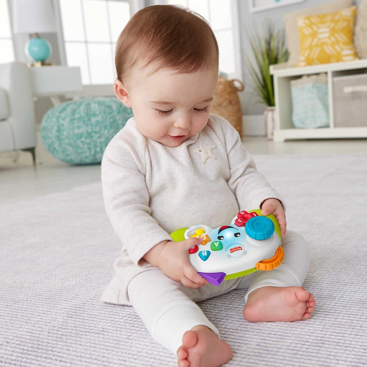 Fisher-Price Laugh  Learn Baby  Toddler Toy Game  Learn Controller Pretend Video Game with Music Lights  Activities Ages 6+ Months : Fisher-Price: Video Games