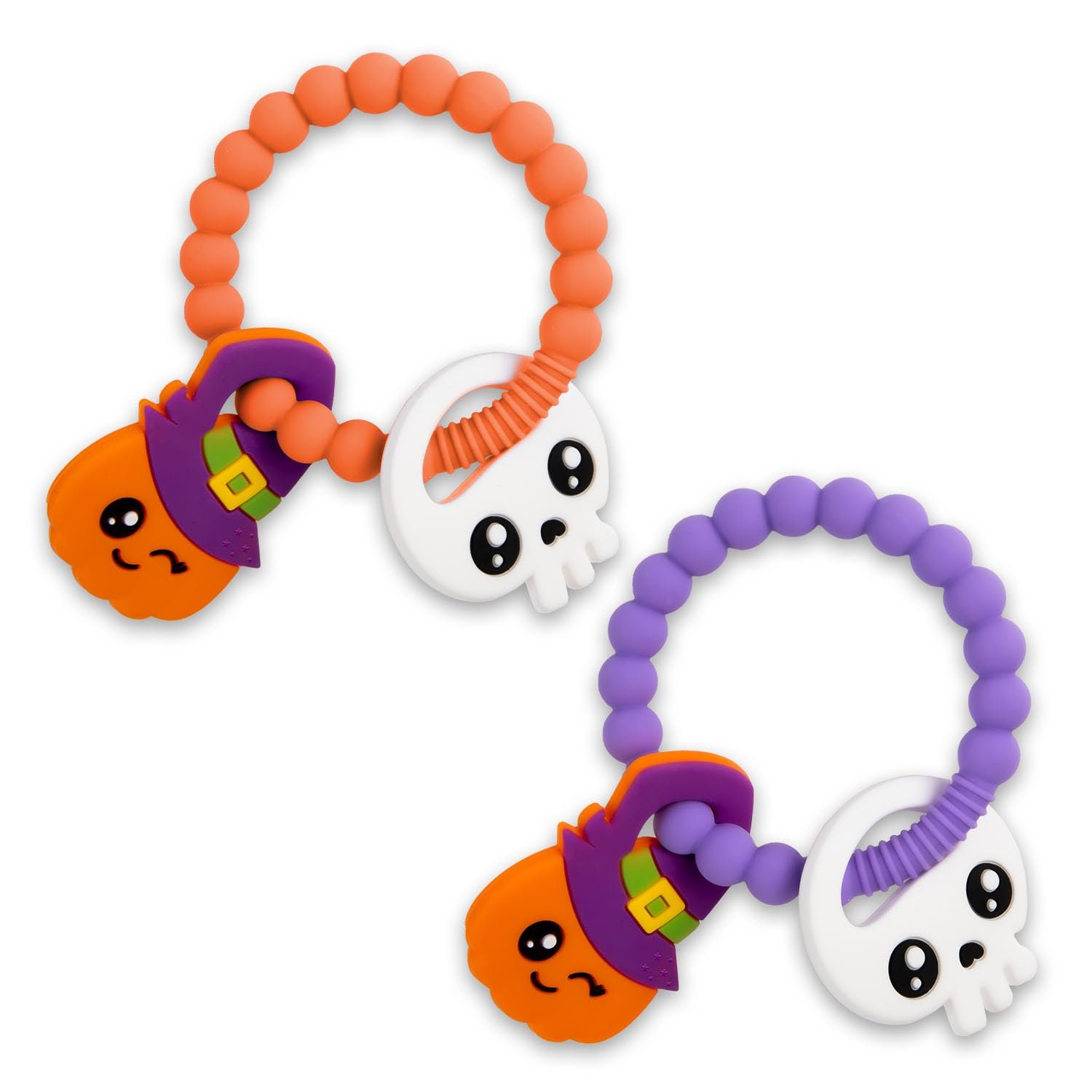 Halloween Baby Toys Pumpkin Teether, Silicone Baby Teething Toys, Baby Girl or Boy Halloween Gifts BPA Free Chew Toys, Nightmare Before Christmas Gifts (2PC)…
