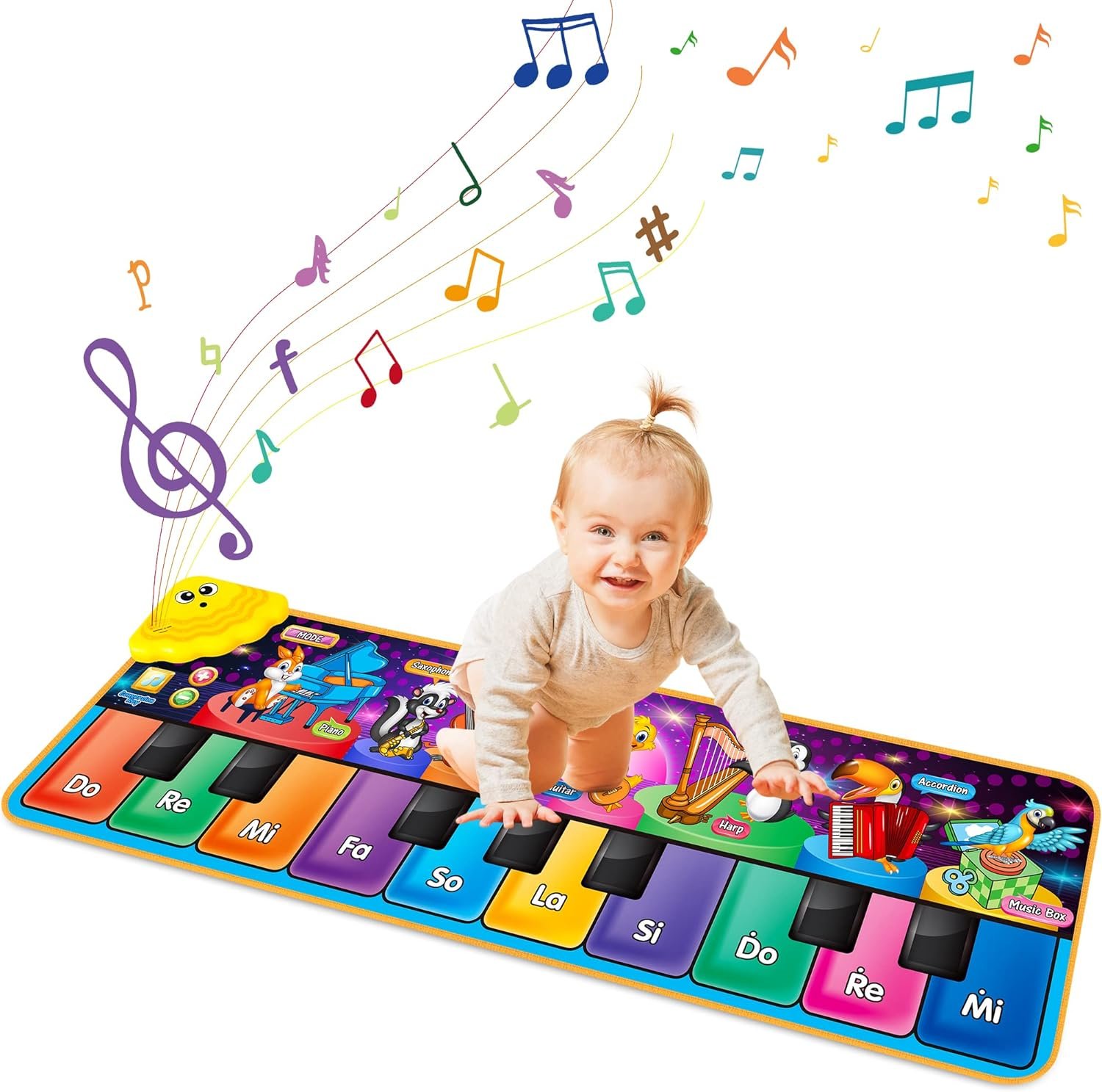 Kids Musical Piano Mats with 25 Music Sounds,Musical Toys Baby Floor Piano Keyboard Mat Carpet Animal Blanket Touch Playmat Early Education Toys for 1 2 3 4 5 6+ Year Girls Boys Toddlers : Toys  Games