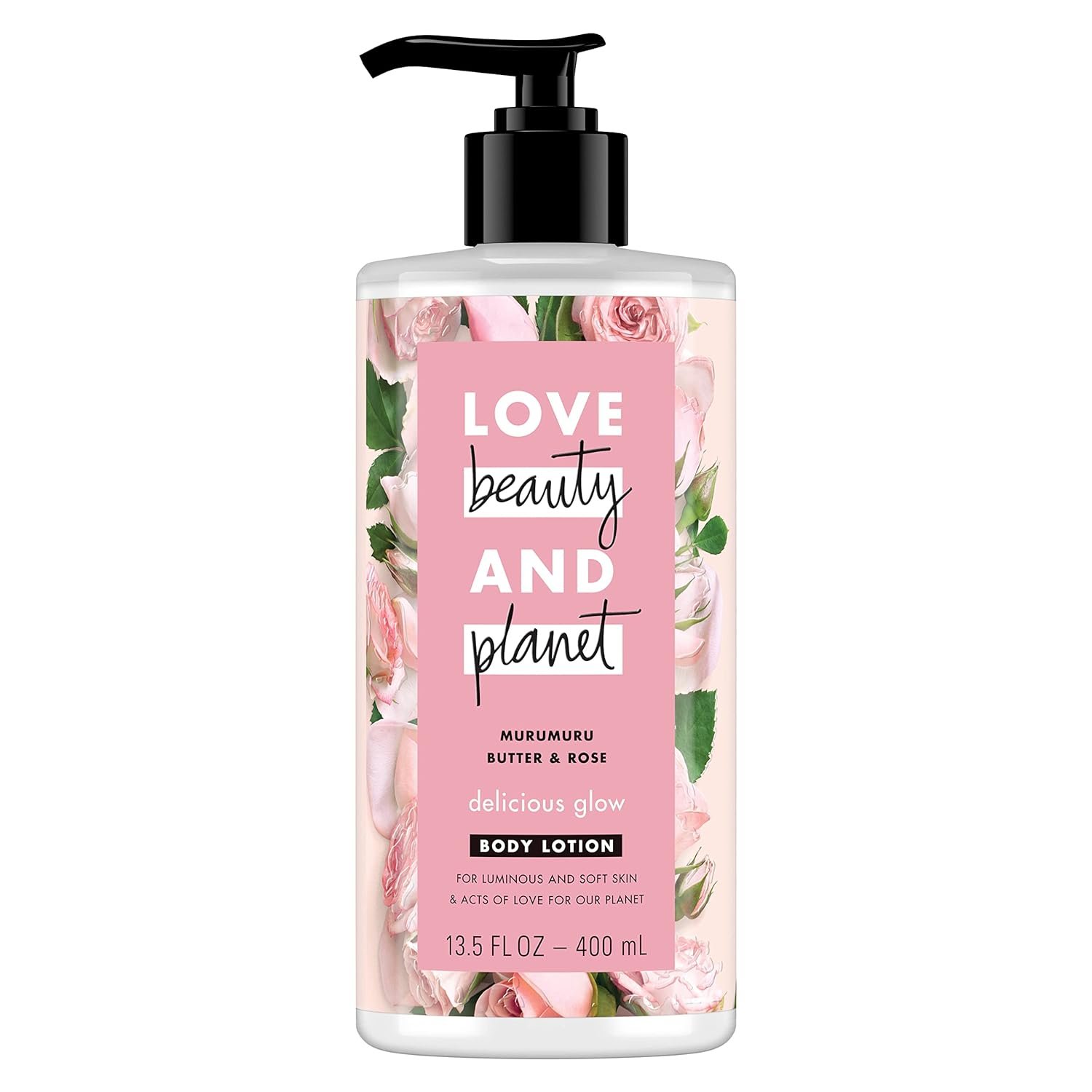 Love Beauty and Planet Delicious Glow Body Lotion for Soft, Glowing Skin Murumuru Butter  Rose Natural Ingredients, Plant-Based Moisturizers, Vegan, Cruelty-Free 13.5 oz