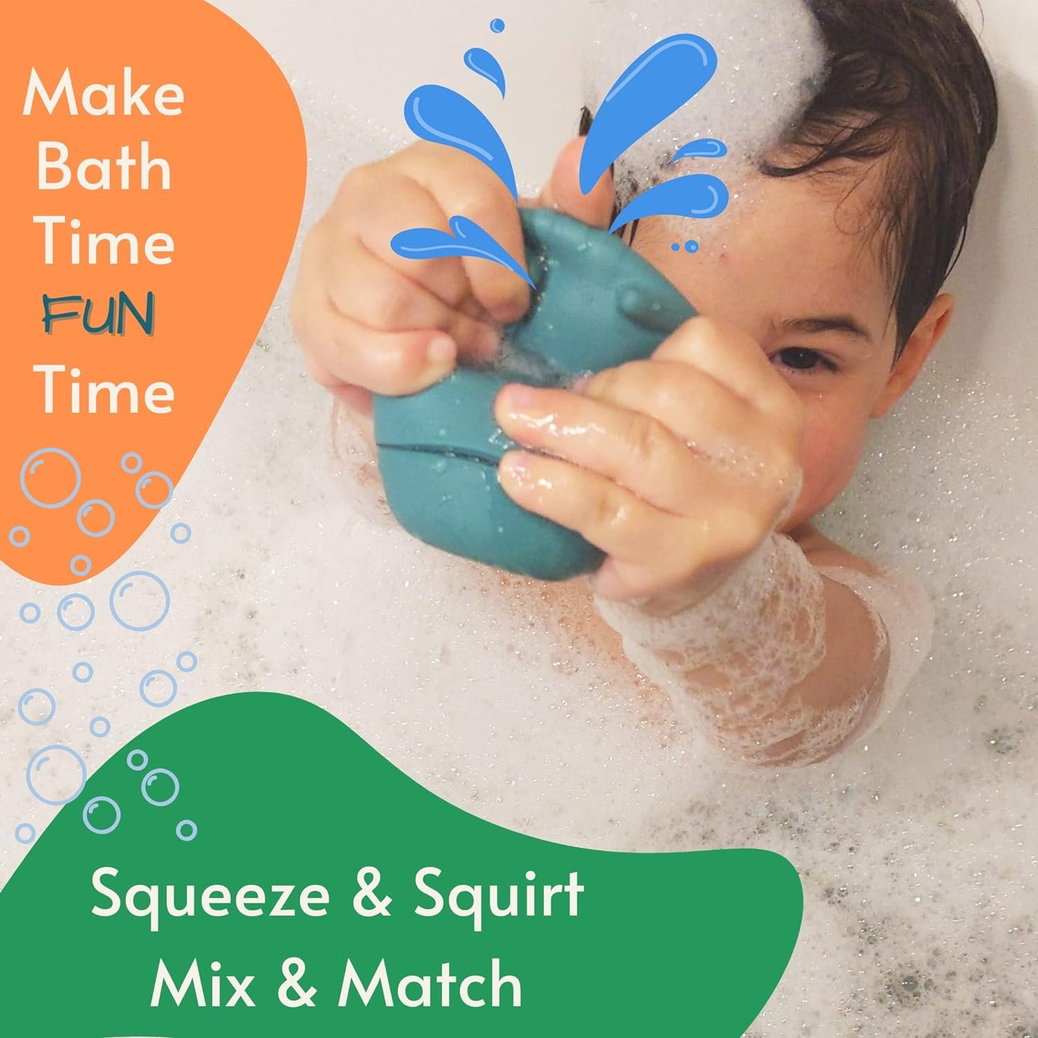 Non Toxic Baby Bath Toys, Bath Toys for Infants 6-12 Months, Silicone Bath Toys, Eco-Friendly, Bathtub Toys for Toddlers 1-3, by Toy Appétit