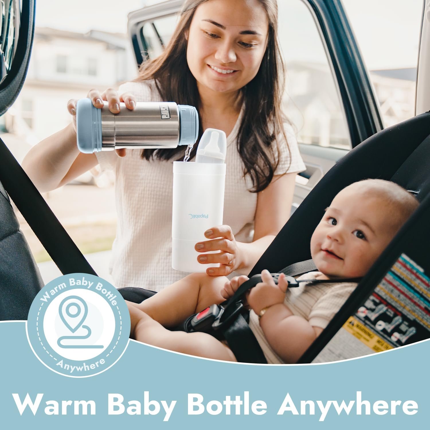 Papablic Portable Travel Baby Bottle Warmer Plus with Large Capacity, 18 oz