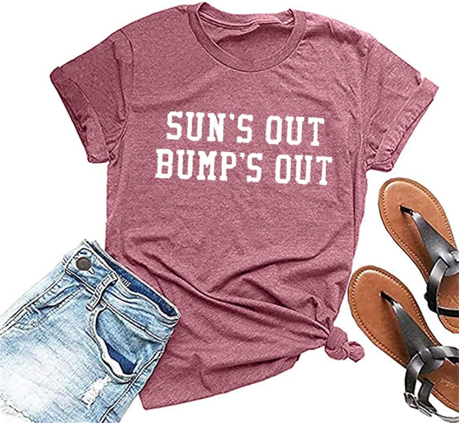 Suns Out Bumps Out Shirt Women Maternity Pregnancy Funny Saying T-Shirt Summer Short Sleeve Casual Tops Tees