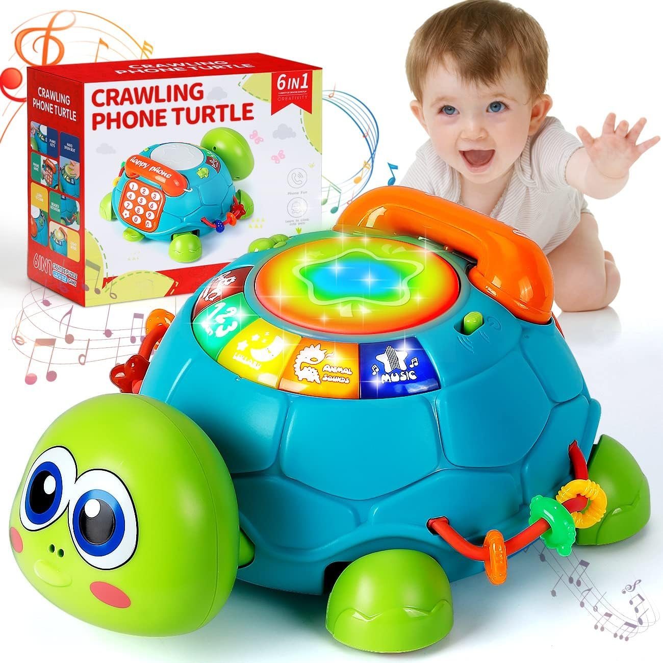 SYHLN Toys for 1 Year Old Boys Girls Gifts, Tummy Time Crawling Turtle Baby Toys 6 to 12 Months, Baby Einstein Musical Light Up Toys for Infants 12-18 Months, 1st Birthday Gifts for Girls Boys
