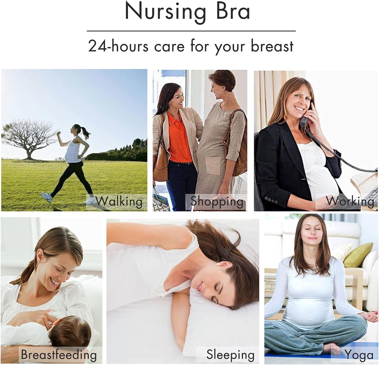 Angelhood Womens Seamless Sleep Nursing Bra,Breastfeeding Maternity Bra with Remove Bra Pads Extenders Pack of 3