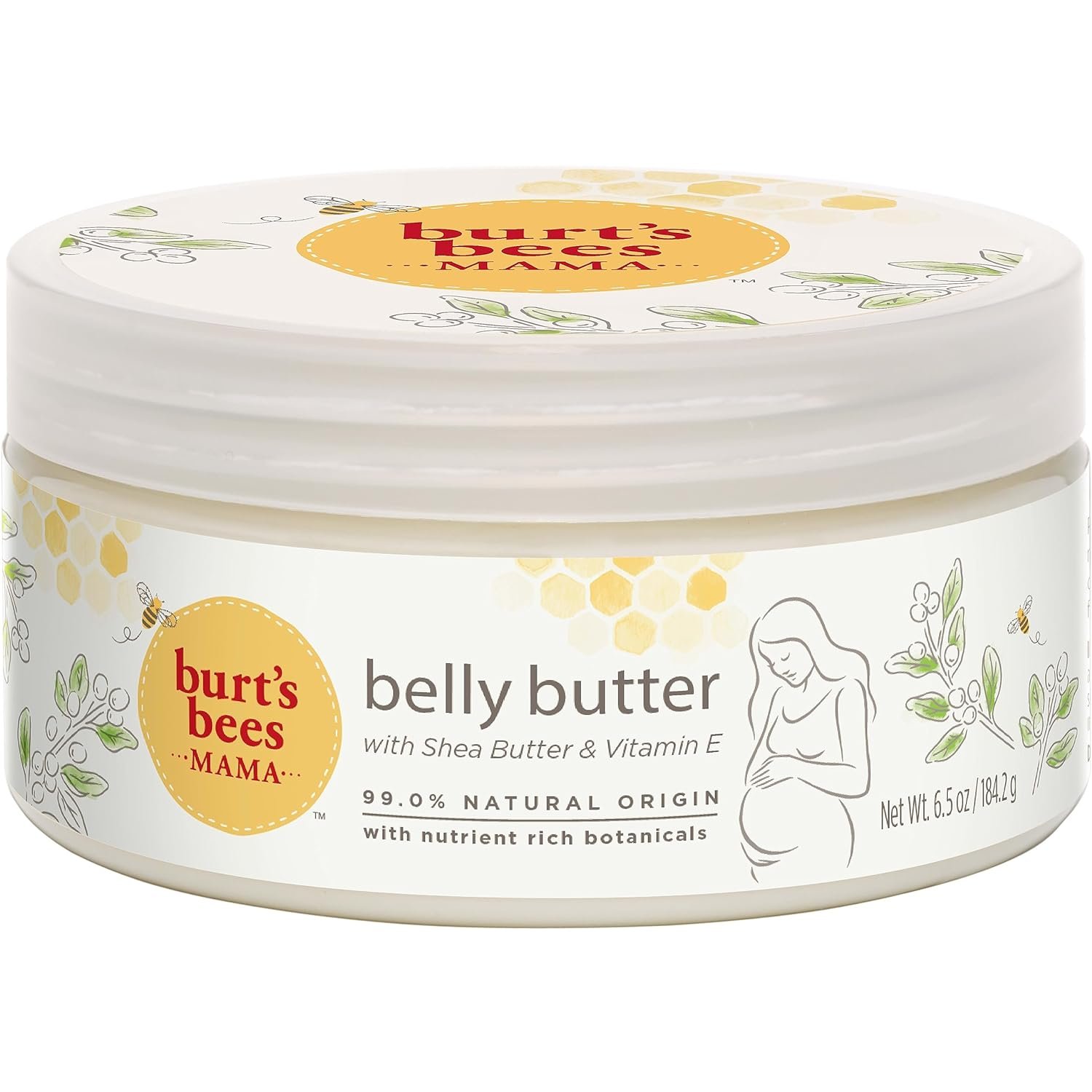 Burts Bees Mama Belly Butter Skin Care, Pregnancy Lotion  Stretch Mark Cream, with Shea Butter and Vitamin E, 99% Natural, 6.5 Ounce
