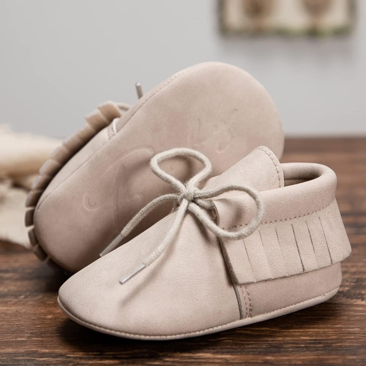 CENCIRILY Infant Baby Fringe Moccasin Slipper Boys Girls Tassel Suede Leather Toddler Sneakers Soft Sole First Walking Loafers Crib Shoes